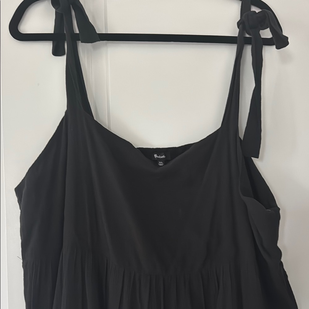 Madewell Tie Strap Tiered Midi Black Dress - Picture 7 of 9
